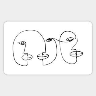 Three Abstract face one line art Magnet